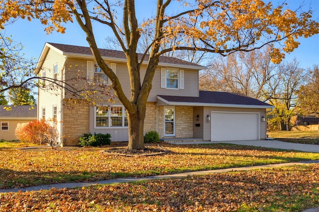 view of front property with a garage