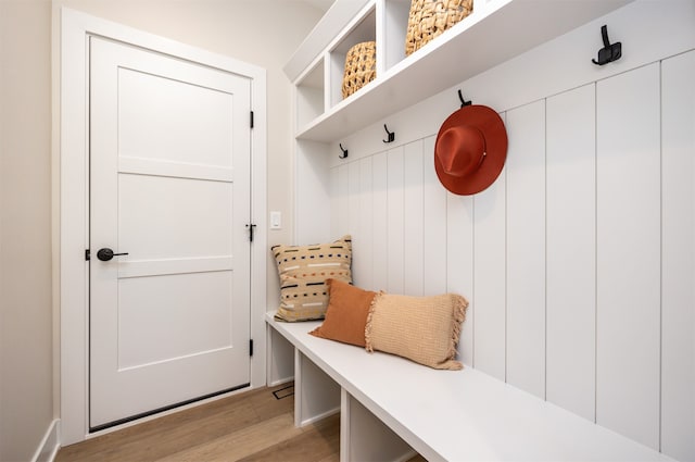 mudroom featuring light wood-type flooring