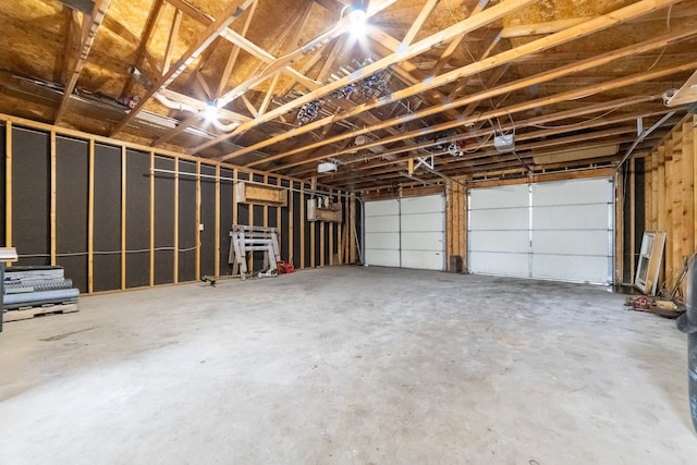 garage with a garage door opener