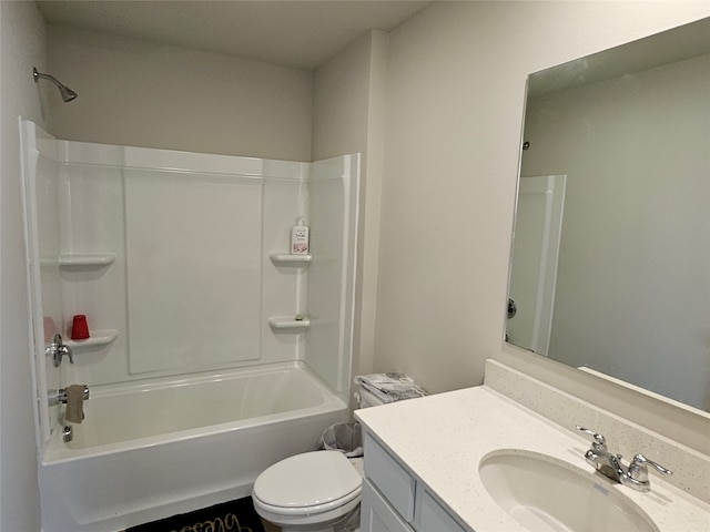 full bathroom featuring vanity, toilet, and shower / tub combination