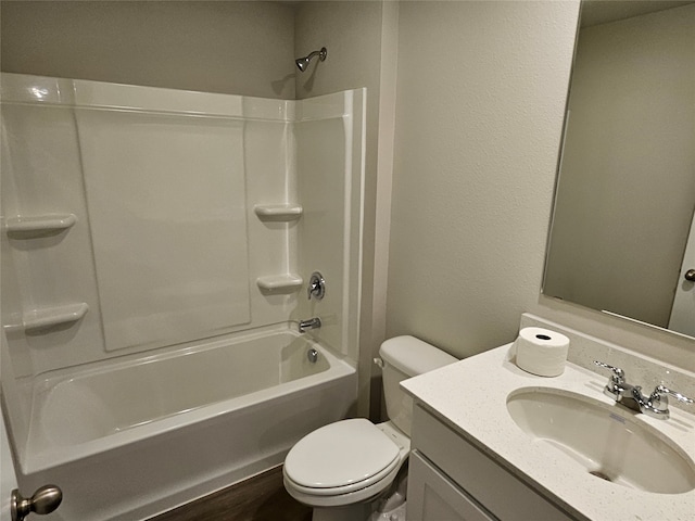 full bathroom with vanity, toilet, and shower / bathing tub combination