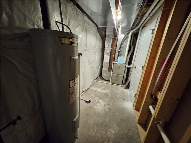 basement with water heater