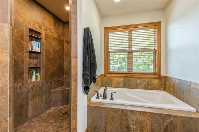 bathroom with plus walk in shower