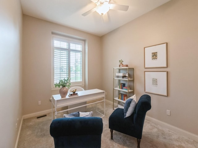 3123 162nd St, Urbandale, IA 50323 - office featuring baseboards, carpet flooring, and a ceiling fan