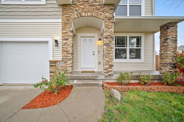 entrance to property with a garage