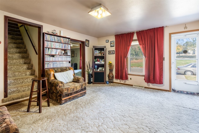 sitting room with carpet