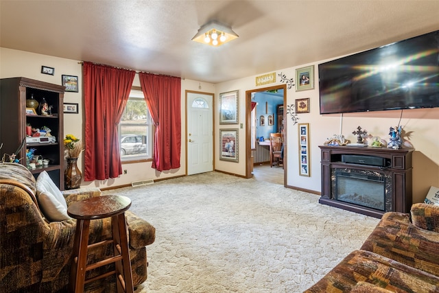 living room featuring carpet flooring