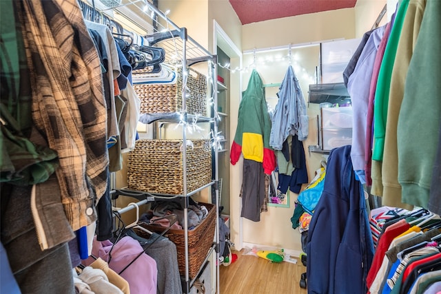 spacious closet with hardwood / wood-style floors