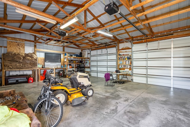 garage with a garage door opener