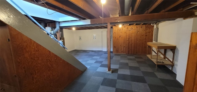 basement with electric panel