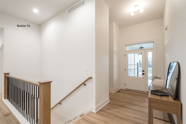 foyer entrance featuring light hardwood / wood-style floors