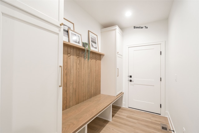 mudroom featuring light hardwood / wood-style floors