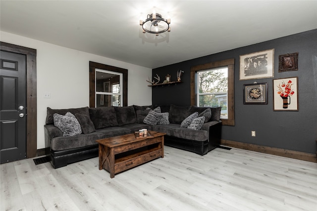 living room featuring light hardwood / wood-style floors