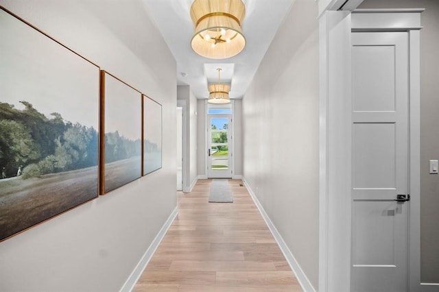 hall featuring light hardwood / wood-style flooring