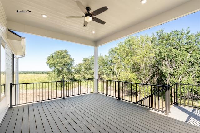 deck featuring ceiling fan