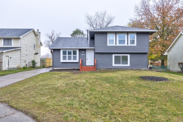 view of front of home with a front yard