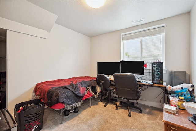 view of carpeted office space