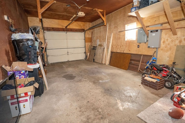 garage with a garage door opener