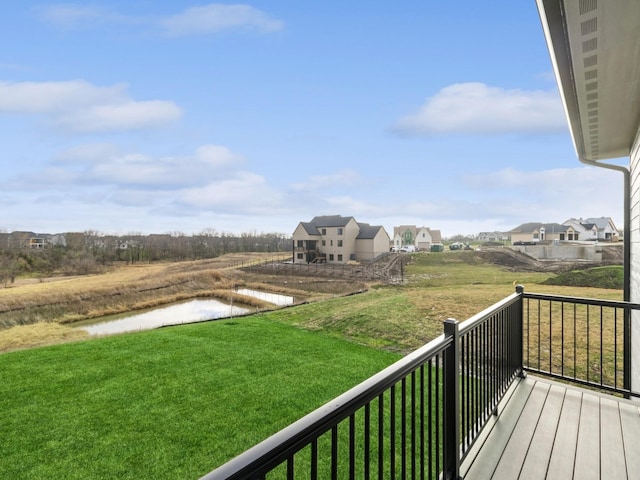 18176 Alderleaf Dr, Clive, IA 50325 - wooden deck with a water view, a residential view, and a yard