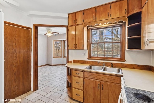 kitchen with sink and ceiling fan