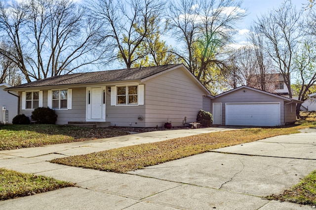 single story home with a garage