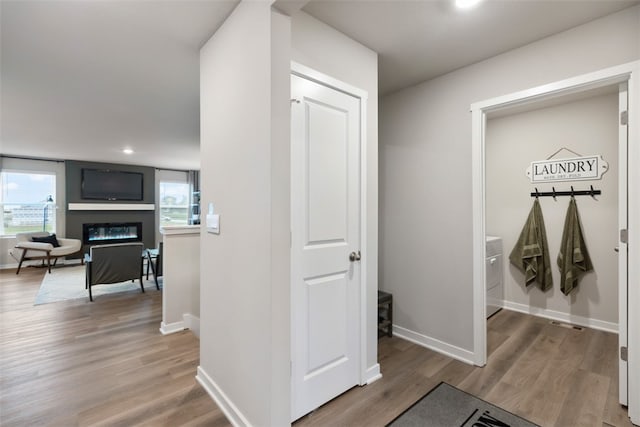 hallway featuring hardwood / wood-style flooring