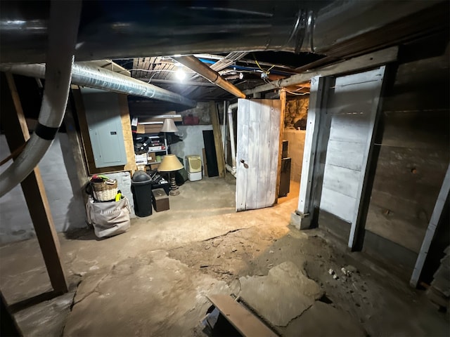 basement with electric panel