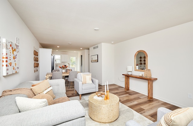 living room with light wood-type flooring