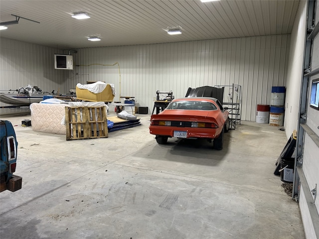 garage with a wall unit AC