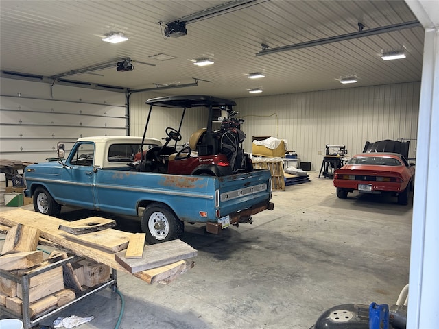 garage with a garage door opener