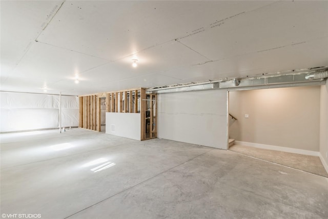 view of unfinished basement