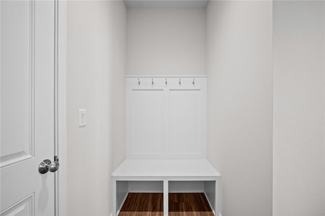 mudroom with hardwood / wood-style flooring