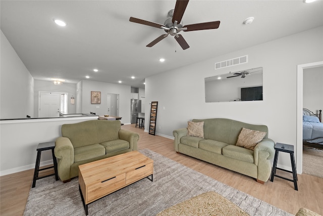 living room with light wood-type flooring