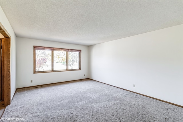 spare room featuring carpet and a textured ceiling