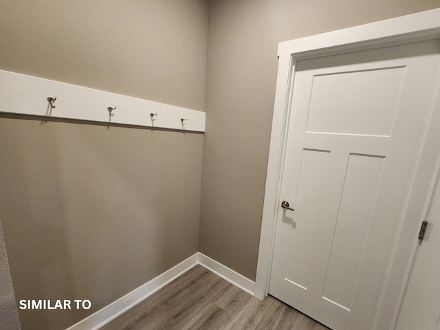 mudroom with hardwood / wood-style floors