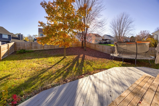 wooden terrace with a yard