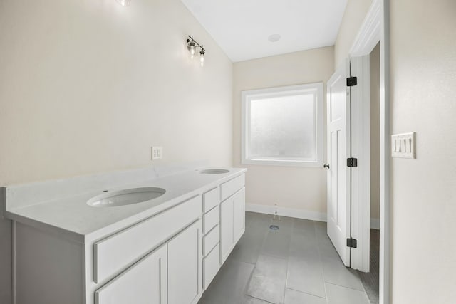 bathroom featuring vanity and tile patterned floors