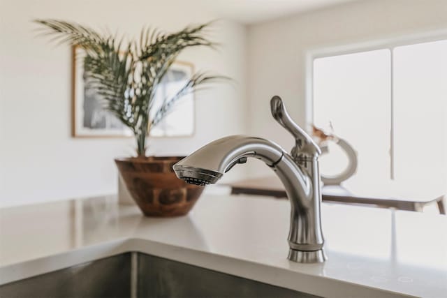 room details with white cabinetry and sink