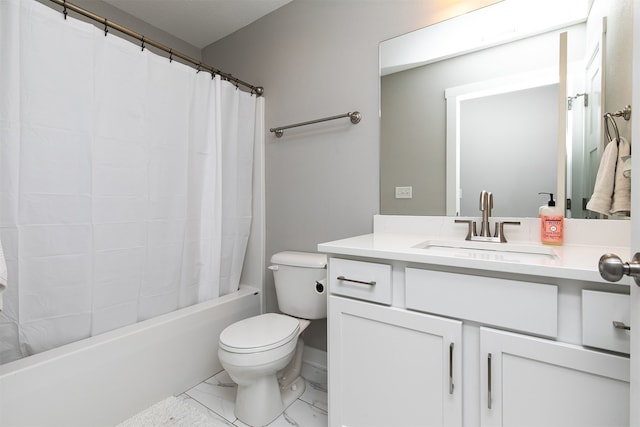 full bathroom featuring vanity, toilet, and shower / bath combo