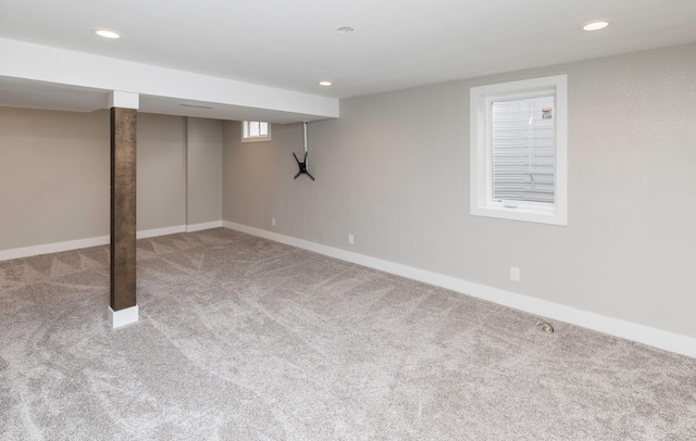 6562 Center St, West Des Moines, IA 50266 - basement with carpet flooring, baseboards, and recessed lighting