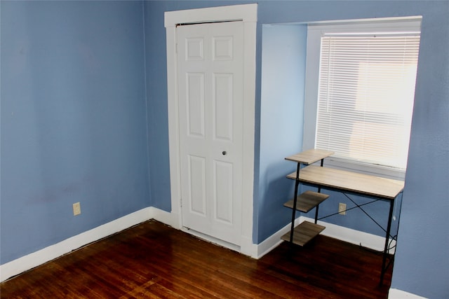 interior space with dark wood-type flooring