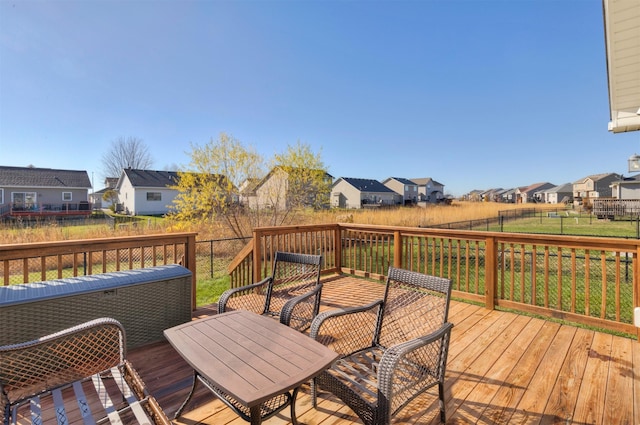 812 SE 15th St, Grimes, IA 50111 - deck with a residential view, a fenced backyard, and outdoor dining area