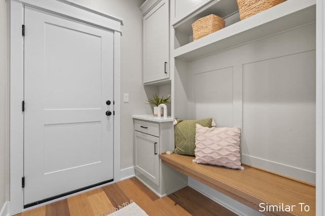 mudroom featuring light hardwood / wood-style flooring