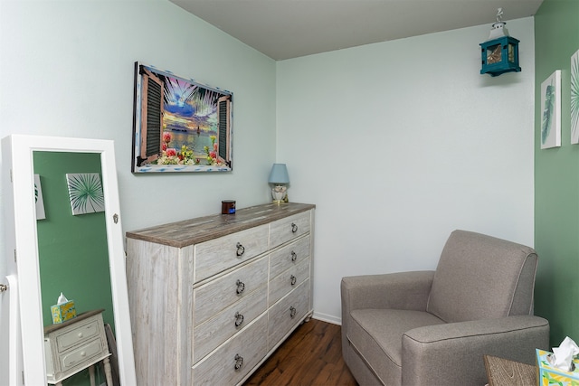 living area with dark wood-type flooring