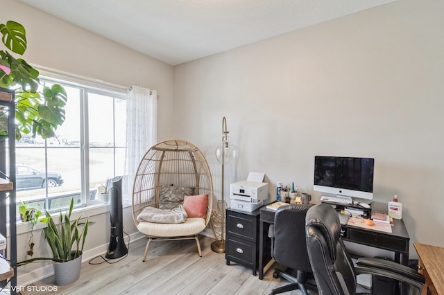 office space featuring light hardwood / wood-style flooring