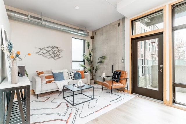 living room featuring light hardwood / wood-style flooring