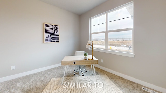 office space with carpet flooring and a wealth of natural light