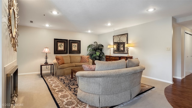 living room with wood-type flooring