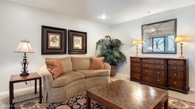 interior space with light colored carpet