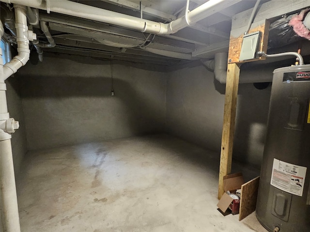 basement featuring water heater